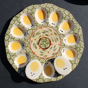 Temp-Tations by Tara Old World Green 10" Egg Platter with Spice Shakers